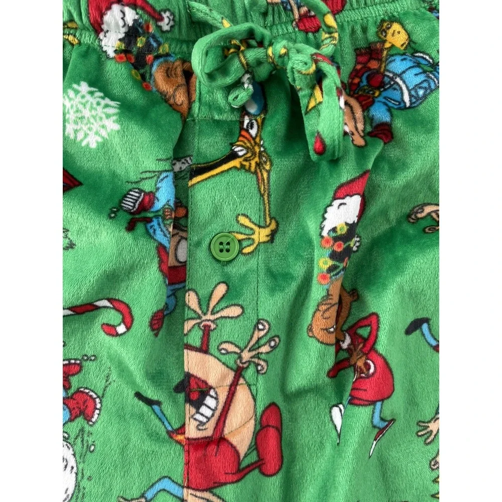 Nickelodeon Multi Characters Green‎ Christmas Pajama Pants size Large Cozy Soft